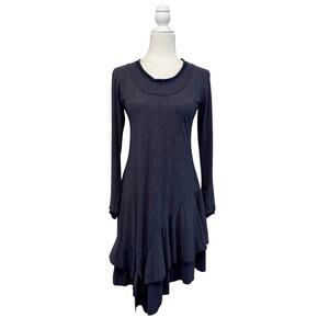 Sun Light Paris Locana Floral Asymmetrical Layered Dress Artsy Lagenlook Sz T2